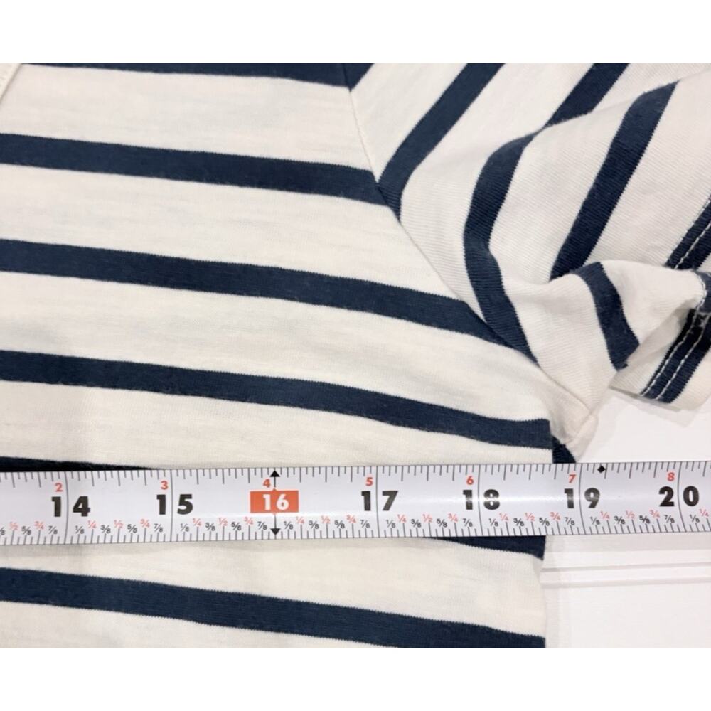 Faherty Merritt T-Shirt Dress Amagansett Stripe Organic Cotton Button Back L - Picture 14 of 16